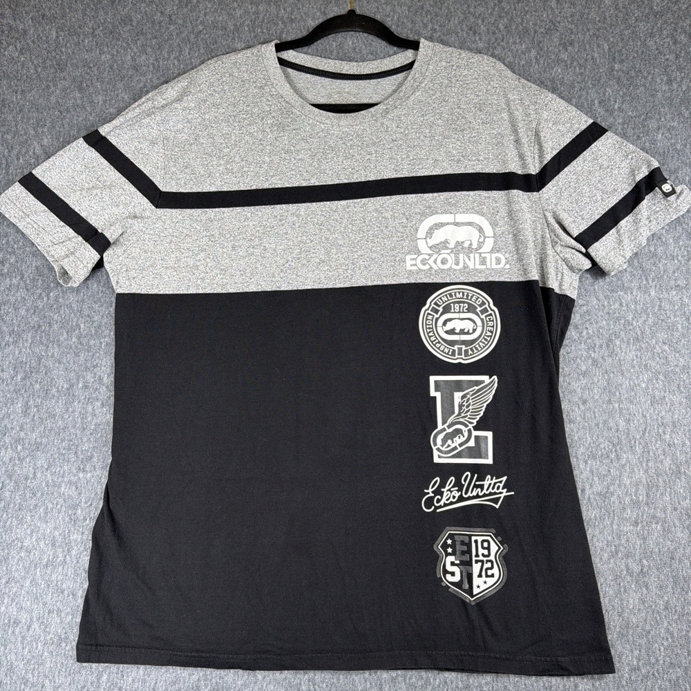 Ecko Unltd Shirt Mens XL Black Short Sleeve T-Shirt Y2K